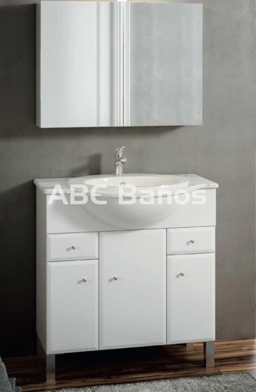 Mueble de Baño Suspendido Fondo Reducido con Lavabo Cerámico, 60 cm, 2  Cajones con Cierre Amortiguado, Blanco Brillo - Cromo Brillo